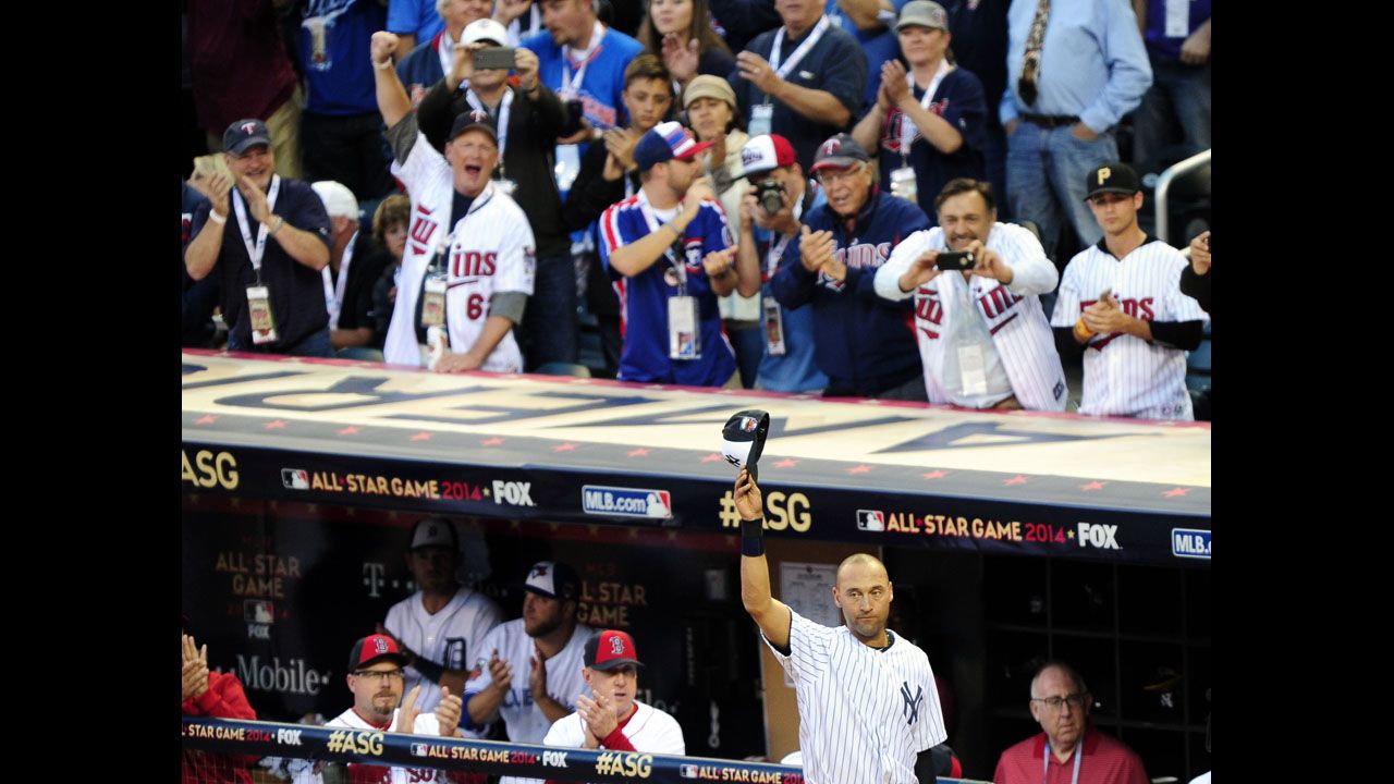 New York Yankees shortstop Derek Jeter waves to fans Tuesday, July 15, as he leaves the Major League Baseball All-Star Game in Minneapolis. It was the final All-Star appearance for Jeter, who said he is retiring at the end of this season.