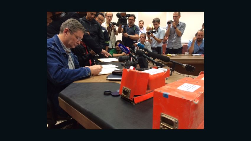 Pro-Russian rebels hand over black box data recorders from downed Malaysia Airlines Flight 17 (MH17) to a Malaysian delegation in Donetsk, Tuesday, July 22, 2014.