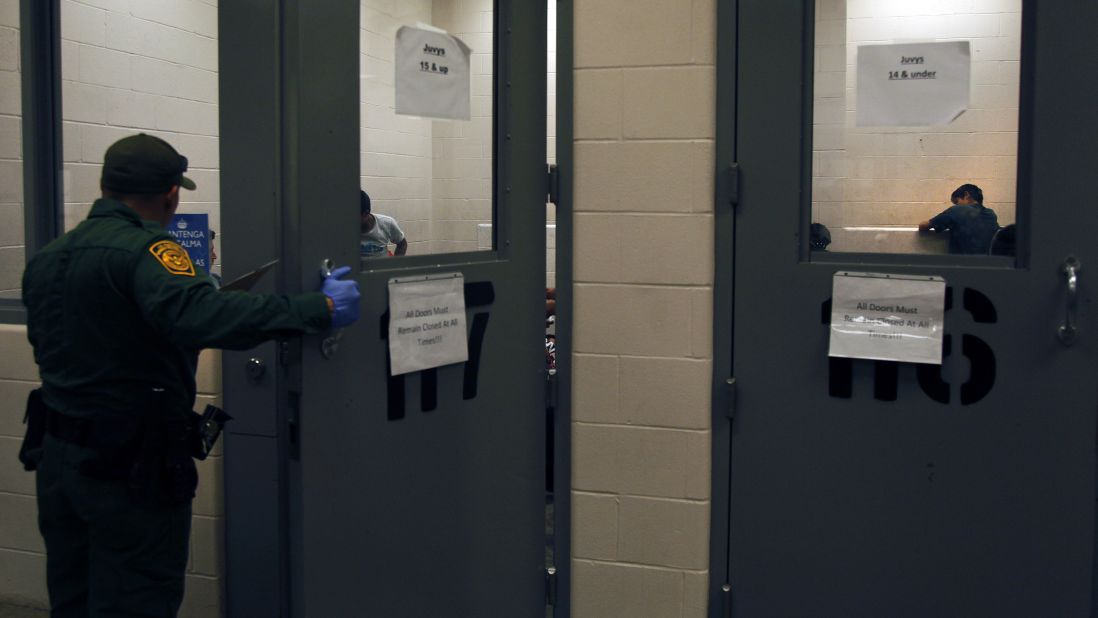Some immigrants caught crossing the border illegally are housed inside the McAllen Border Patrol Station in McAllen, Texas, where they were processed on Tuesday, July 15. The detainees were both men and women, young and old.