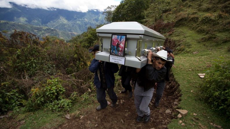 Relatives carry the coffin of <a href="index.php?page=&url=http%3A%2F%2Fwww.cnn.com%2F2014%2F06%2F30%2Fus%2Ftexas-border-death%2F">Gilberto Francisco Ramos Juarez</a>, an 11-year-old Guatemalan boy whose decomposed body was found in Texas' Rio Grande Valley in June. The undocumented immigrant, who authorities believe may have died from heat stroke, was identified by a phone number on his belt buckle. A series of calls led to Gilberto's father, who described the clothes the boy was wearing.