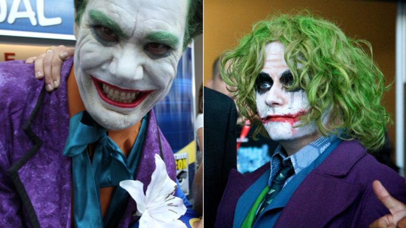 Two very different Jokers - one looking like Jack Nicholson, the other like Heath Ledger - from Comic-Con 2010. Choose your favorite below.
