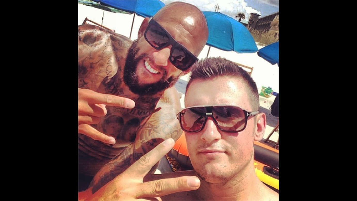Tim Howard, the starting goalkeeper for the U.S. national soccer team, relaxes with friend Tom Melody, right, while on vacation Wednesday, July 16. "Great times, great friends!" <a href="http://instagram.com/p/qf7JXfS7iR/" target="_blank" target="_blank">wrote Howard,</a> who earlier this month set a World Cup record for saves in a single game. 