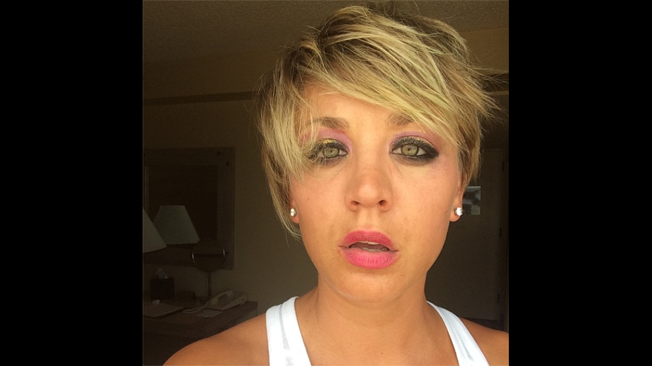 Actress Kaley Cuoco posted this picture of herself on Saturday, July 19. She said <a href="http://instagram.com/p/qpjevKOWdM/" target="_blank" target="_blank">on Instagram</a> that it was a "hair/makeup test" for her upcoming film "Burning Bodhi." "So fun playing someone so different," she wrote.