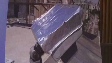 Brookly Bridge construction workers found large aluminum pans covering the lights, police say.