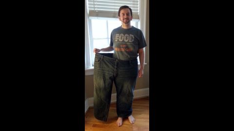 After one year, Kurtz was 100 pounds lighter and could fit into one pant leg of his former jeans. His health insurance rates also went down three times as he got healthier.