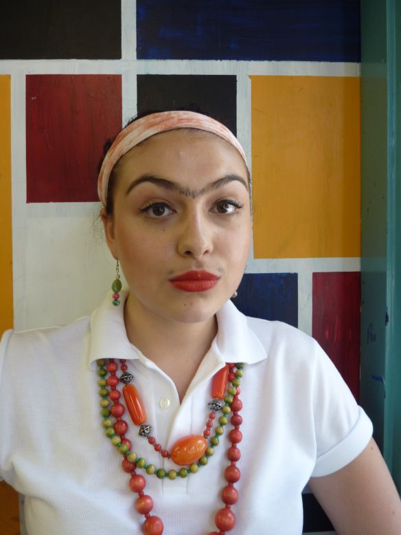 <a href="http://lipmag.com/author/lip-magazine/" target="_blank" target="_blank">Sarah Iuliano</a>, a journalism student, dressed as Frida Kahlo to give a presentation about her work in an art class aged 16. "Focusing on Kahlo's appearance rather than her work was of course not my intention, but to me, Frida Kahlo's look signifies freedom. Freedom to mix and match qualities considered to belong to either side of the frustrating gender binary, in both appearance, work and identity," she says. 