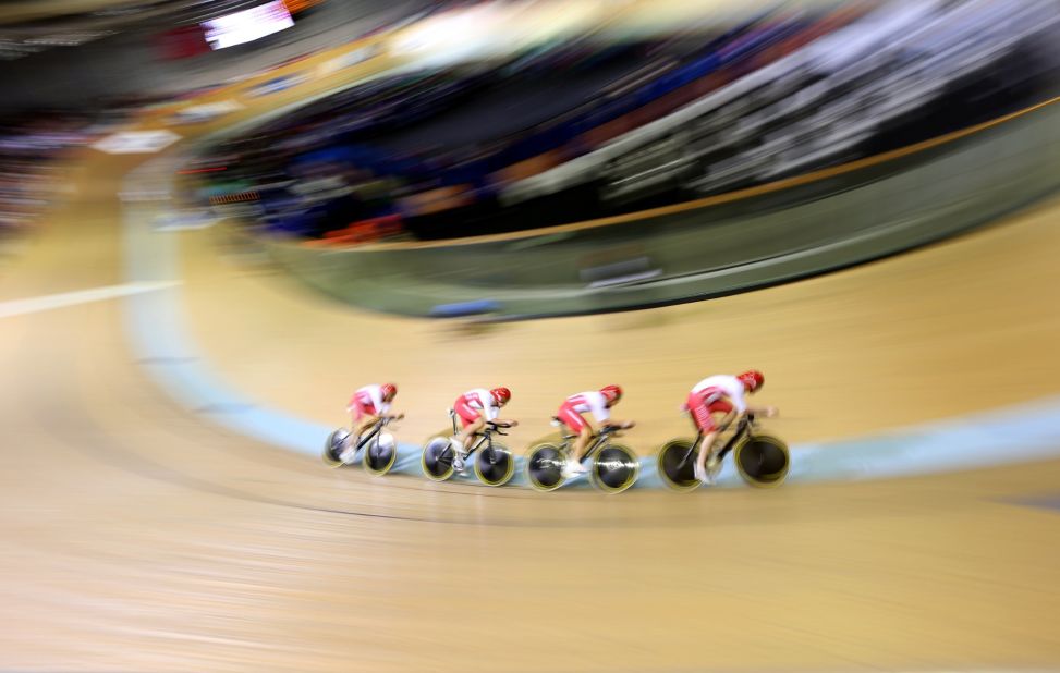 Wiggins and his teammates, pictured, finished behind Australia in the men's 4,000-meter team pursuit final. 