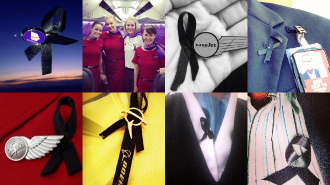 Flight attendants around the world are wearing black ribbons to show their solidarity with colleagues killed in recent air disasters.