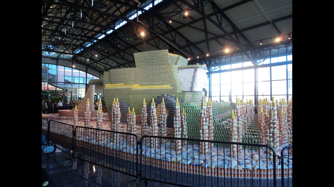 RTKL architects in Chicago created this sculpture of John Deere machinery out of 308,000 cans.