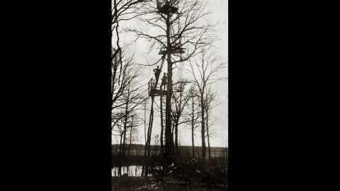 Surveillance was sometimes more low-tech, as in this German observation post in a tree during the Battle of Verdun, 1916 ...