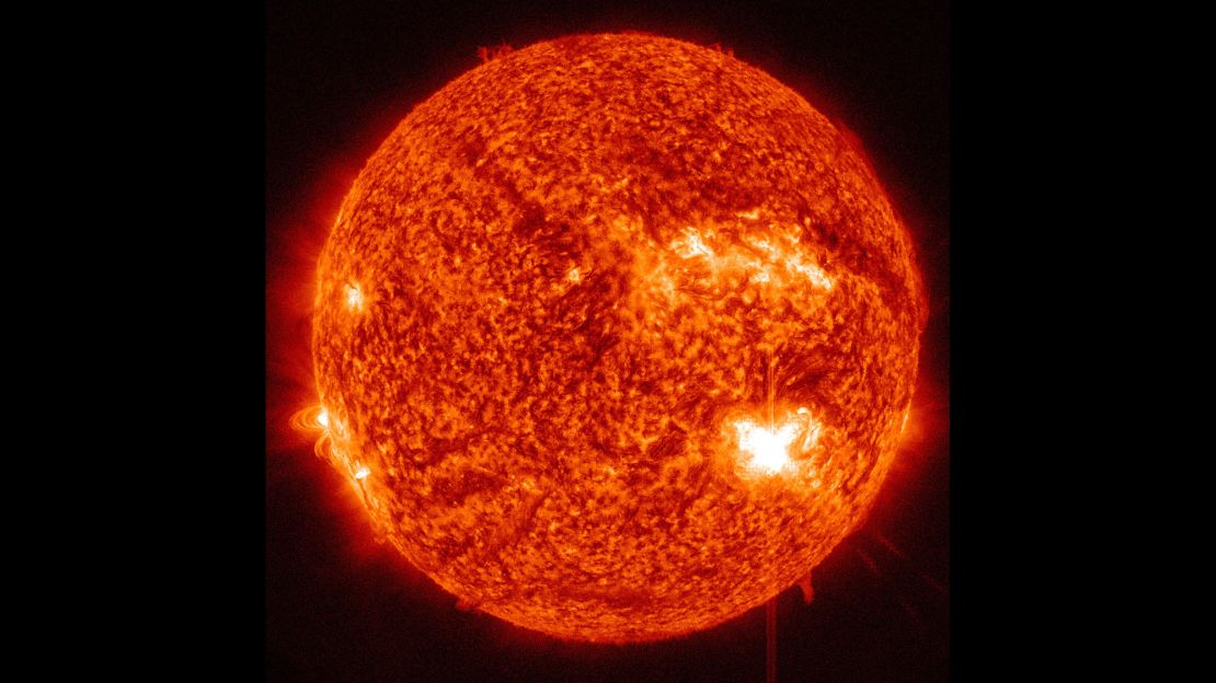 The Solar Dynamics Observatory captured this image of the sun during a flare that peaked at 7:44 a.m. ET on July 5, 2012.