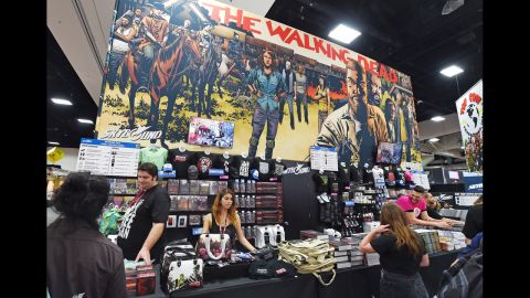 A merchandising booth for "The Walking Dead."
