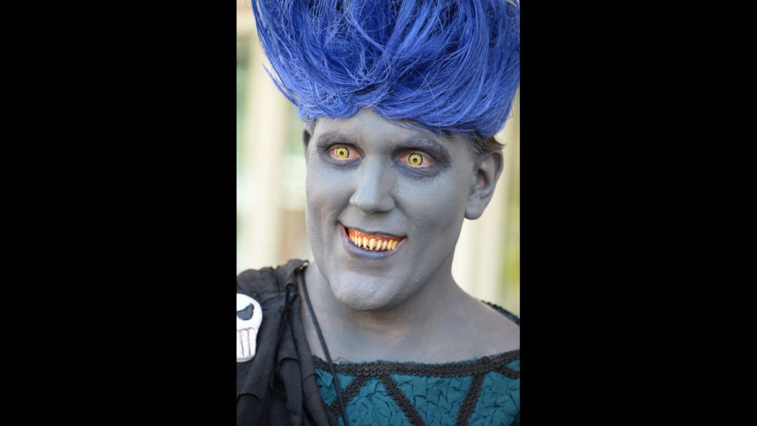 An attendee dressed as the Disney villain Hades on July 24.