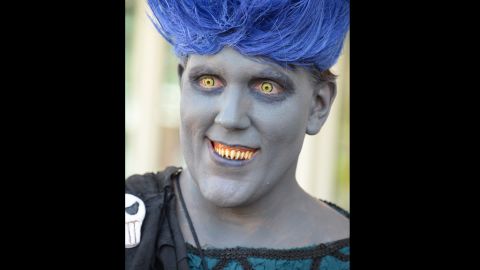 An attendee dressed as the Disney villain Hades on July 24.