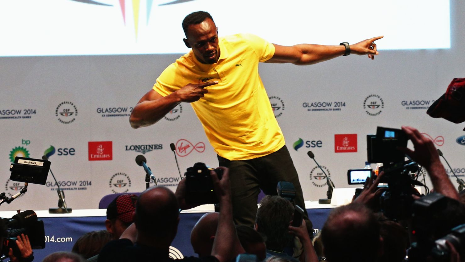 Usain Bolt arrived in Glasgow for the Commonwealth Games on Saturday. 
