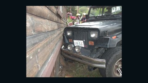 A 3-year-old crashed a Jeep into a home in Myrtle Creek, Oregon July 22, 2014.