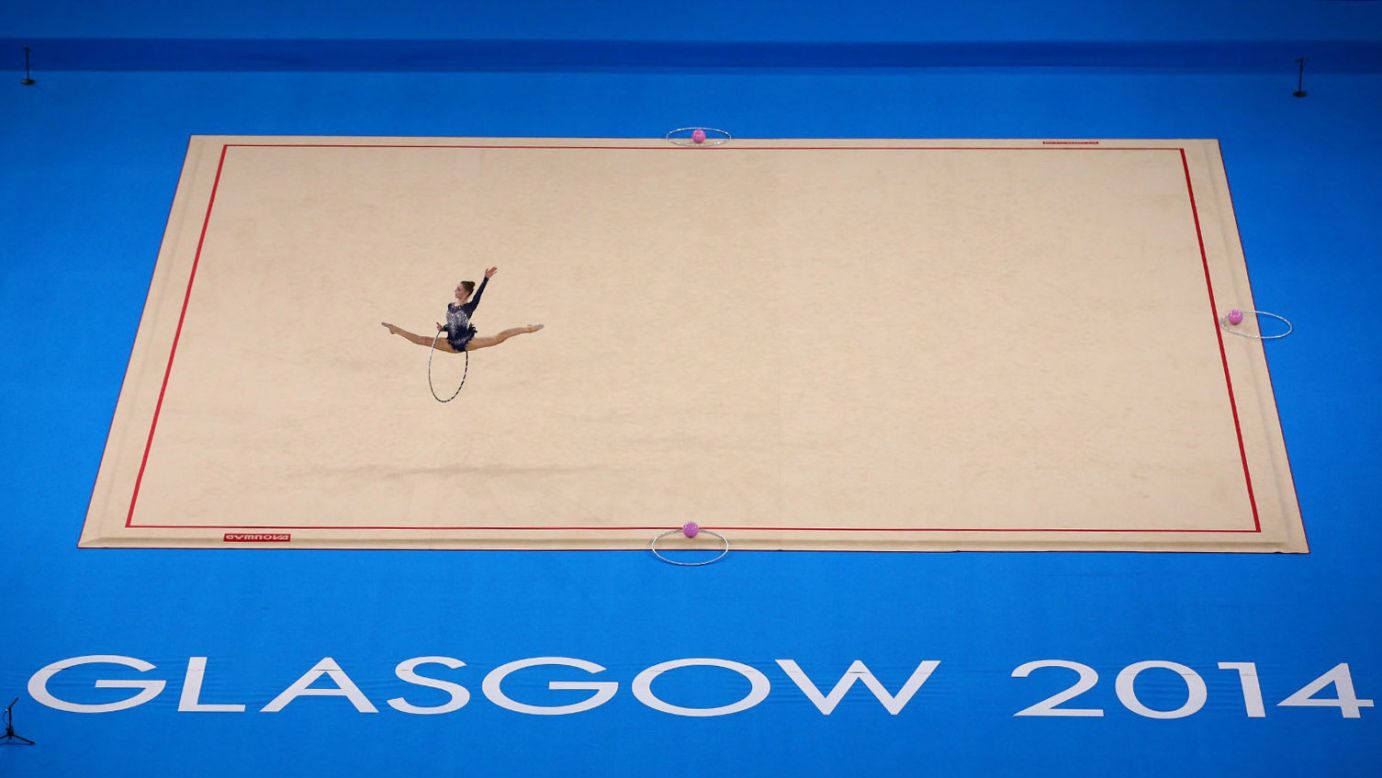 Amy Quinn of Australia competes in rhythmic gymnastics Thursday, July 24, at the Commonwealth Games in Glasgow, Scotland.
