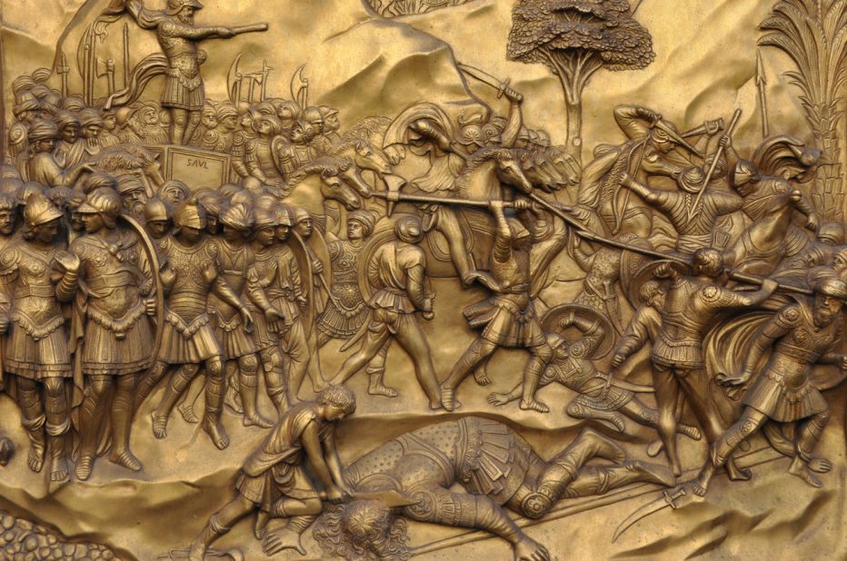 Detail from the "Gates of Paradise" by Lorenzo Ghibertis, which adorns the doors of the Baptistery in central Florence.