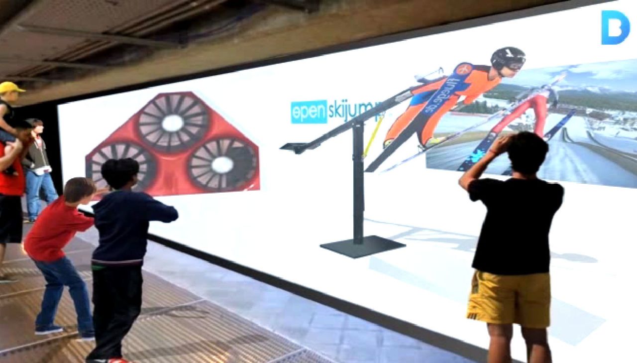 The promotional video for the park shows people experiencing virtual ski jumps.