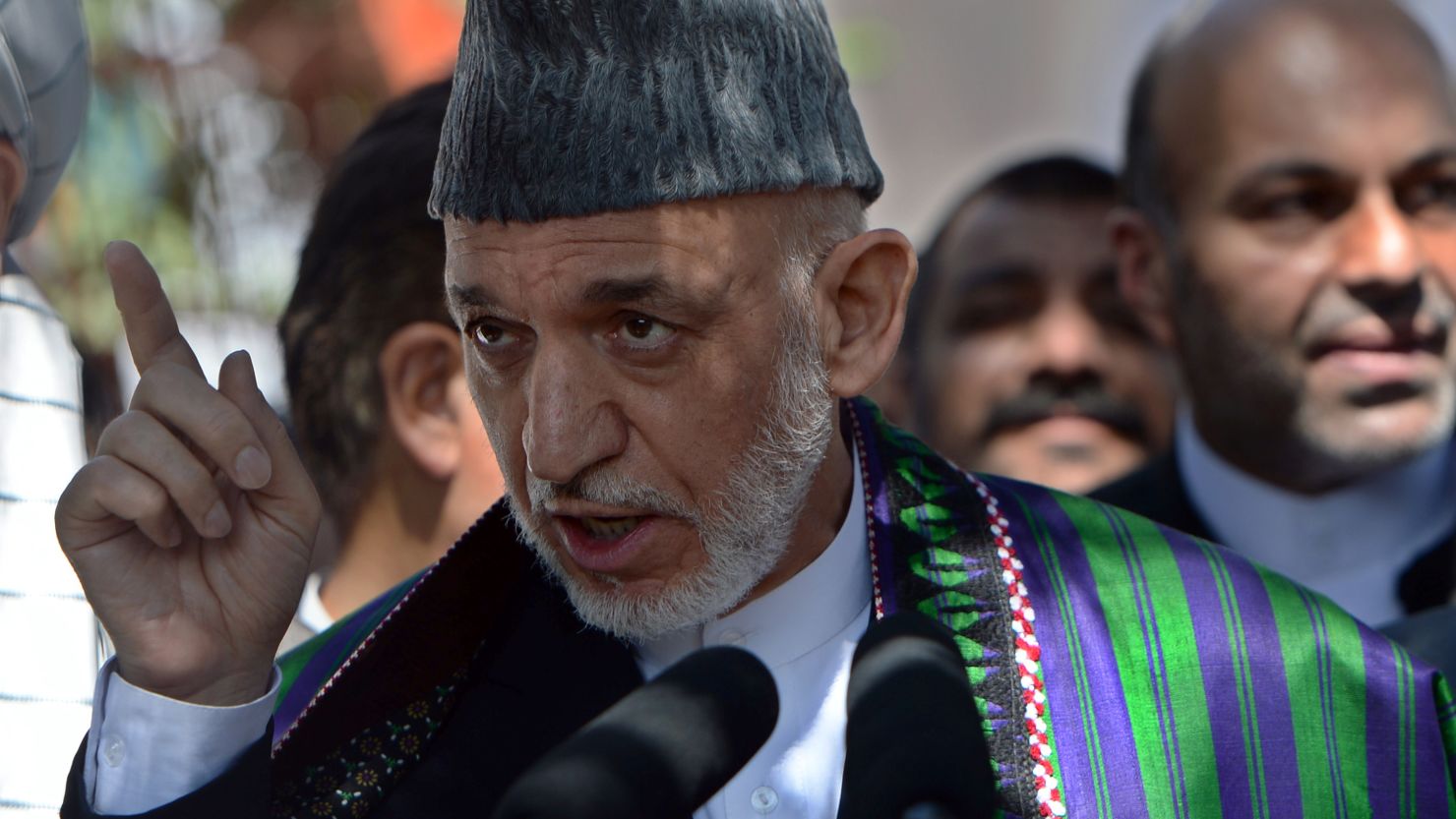 Current Afghan President Hamid Karzai at the presidential palace in Kabul on July 28, 2014.