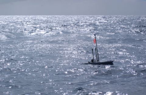 The Wave Glider in a moment of respite during its hurricane tracking mission.