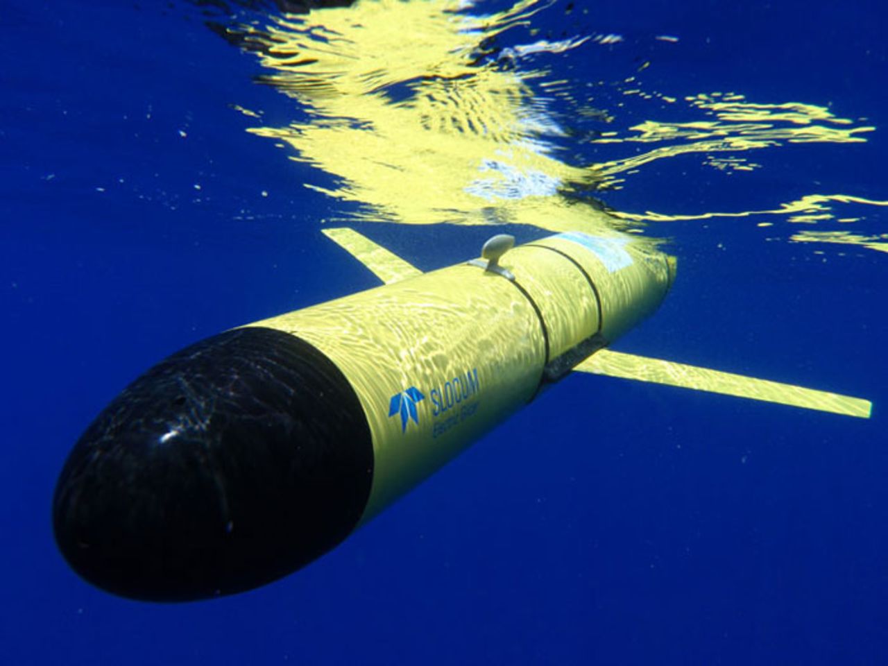 The <a href="http://www.webbresearch.com/slocumglider.aspx" target="_blank" target="_blank">Slocum Glider</a> from WHOI, one of the longest-serving undersea drones. 