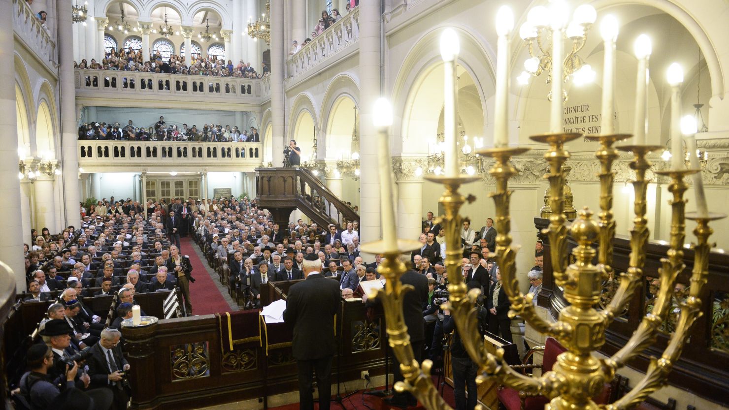 A ceremony at Brussels' Great Synagogue on June 2, 2014, following the fatal shooting at the Jewish Museum in Brussels.