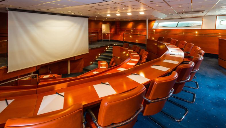 Located beside London's Exhibition and Convention Center (ExCel), the floating hotel hopes to attract business guests, and features  a plush auditorium. 