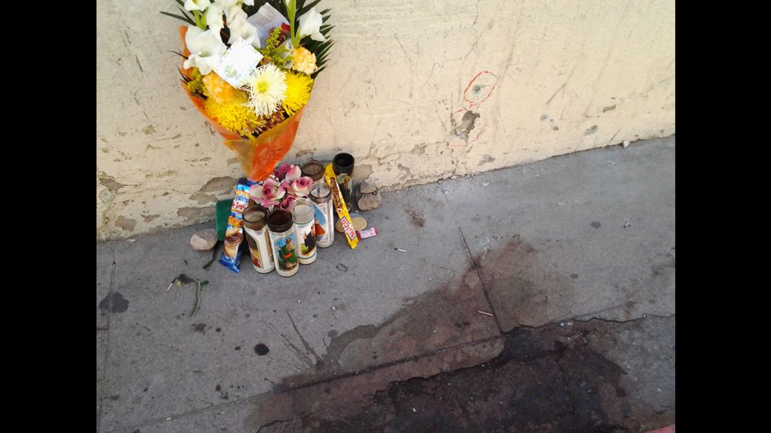 A memorial marks the site of the shooting in Nogales, Sonora.