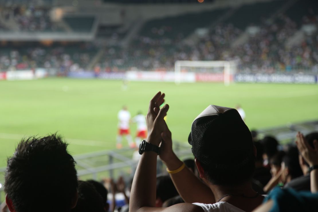 A fan applauds PSG's star striker Zlatan Ibrahimovich off the pitch