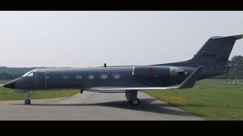 The CDC has outfitted this jet with the containment system. It is stored in Georgia near the health agency's Atlanta headquarters. 