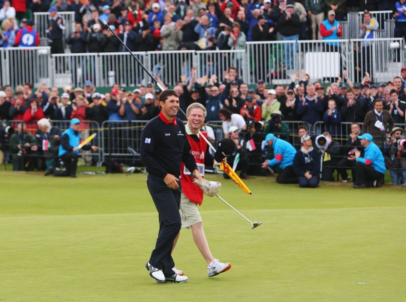 Harrington credits Flood with winning him the British Open in 2007. With a one-shot lead going down the last, Harrington found the water twice. But Flood talked him back into the zone and he went on to win his first major by way of a playoff.