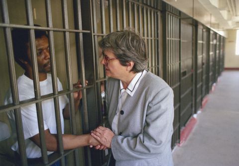 Prejean visits Dobie Gillis Williams on death row at the Louisiana State Penitentiary in 1996. Williams, who had an IQ of 65 and was convicted by an all-white jury, was executed in 1999. Prejean says he was innocent.