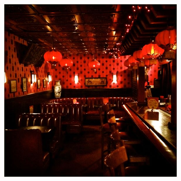 It's all Far East at the Good Luck Bar, which has every opium den decor cliche on the list. Paper lanterns. Dragons on the ceiling. Cozy rooms with walls as red as Mao's Little Book. And a last-call gong. 
