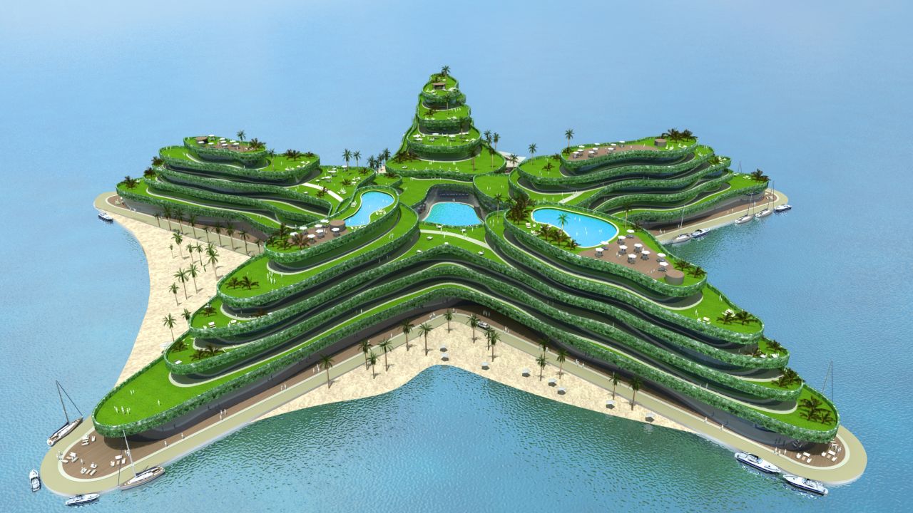 Greenstar, a floating hotel planned for the Maldives.
