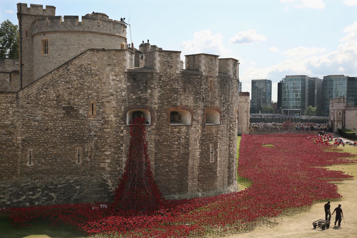 The ceramic poppies are <a href="http://poppies.hrp.org.uk/" target="_blank" target="_blank">on sale for collection </a>when the installation comes to an end in November. Each flower will retail for £25 ($42).