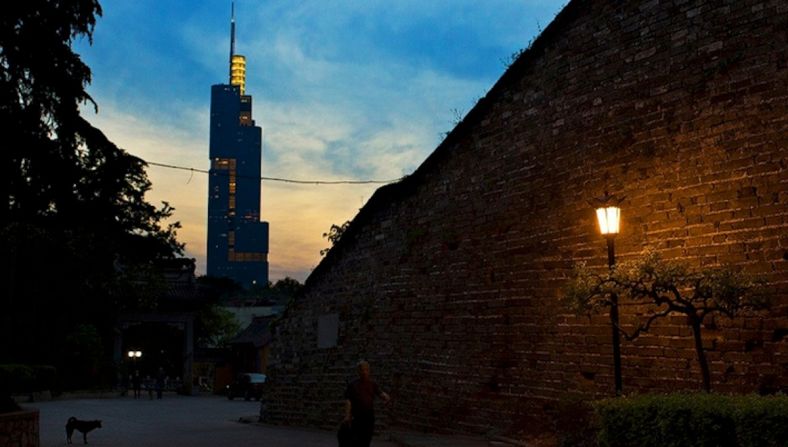 Built between 1366 and 1386, the Ming City Wall is the best preserved city wall in China. The somewhat newer 89-story Zifeng Tower (left) is the tallest structure in Nanjing.