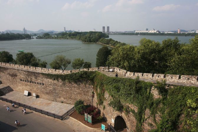 Visitors to the wall get a great view of Xuanwu Lake, a refuge in the heart of Nanjing. 