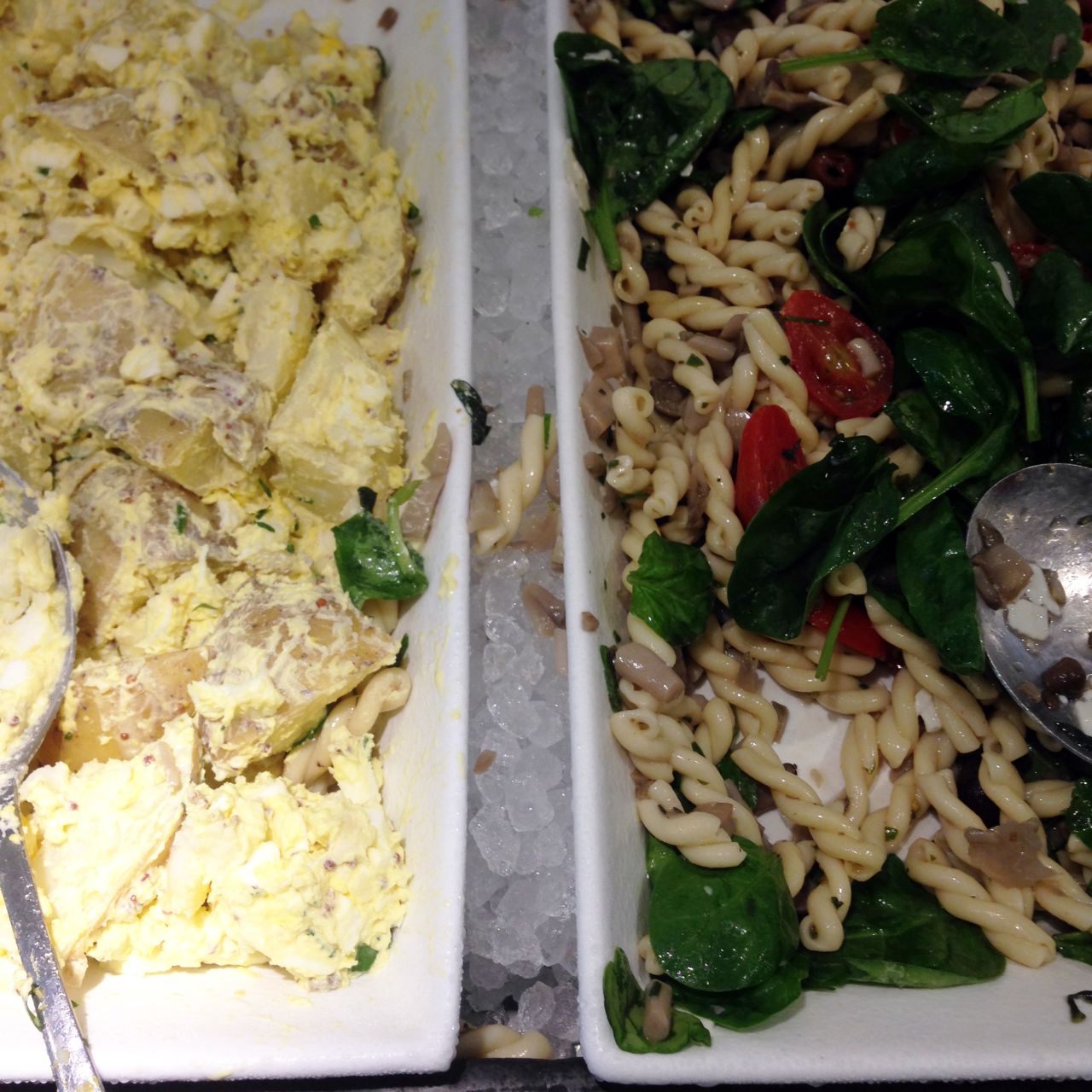 Time Warner Center's Park Cafe, New York: Potato salad and pasta salad, side by side