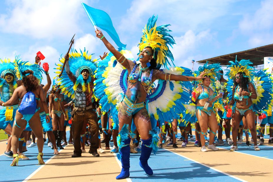 "Kadooment Day is one of the happiest days of the year," says Barbadian reveler Tresha Nelson. "It's a spectacle of color and costumes, and everybody enjoys the vibe. It's all smiles."