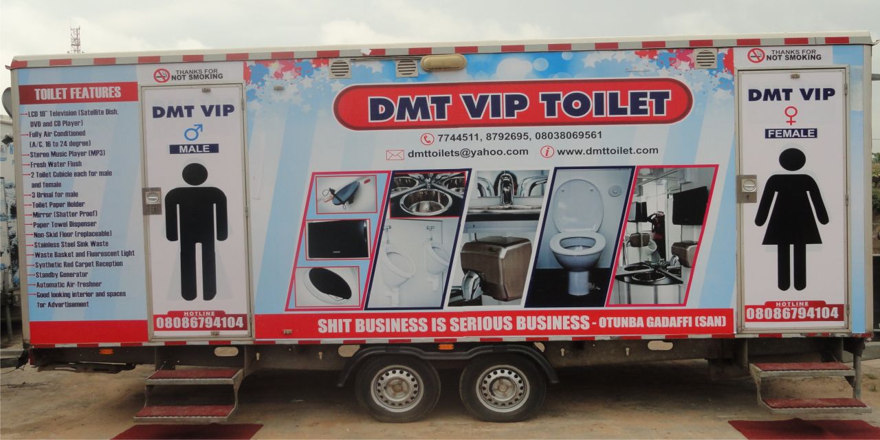 <strong>DMT Toilets</strong><br /><br />When Isaac Durojaiye worked as a security expert, he was asked to procure mobile toilets for a lavish wedding organised by his boss. This gave him the idea to develop it into a business, DMT Toilets, which is today run by CEO Caje Oleforo. <br /><br />"Mobile toilets have become a status symbol," says Oleforo, "You cannot imagine a wedding without them anymore." Marriage celebrations account for about 40% of DMT's revenue, and the exterior of the units is often decorated with pictures of the happy couple. <br /><br />For those who want something extra special, the company offers a range of VIP toilets equipped with red carpets, flat screen TVs, air-conditioning, mp3 players and plush interiors, costing between $900 and $2,700.<br />