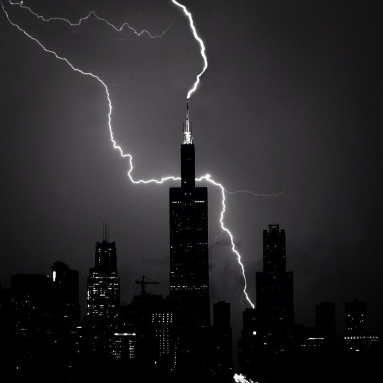 Shooting on a friend's balcony, <a href="https://www.cnn.com/2014/08/15/us/gallery/irpt-lightning-gallery/www.instagram.com/dsowaphoto" target="_blank">David Sowa</a> used a 15-second exposure on his Nikon and an Instagram filter to capture this image of lightning striking the Willis Tower in Chicago in July. 