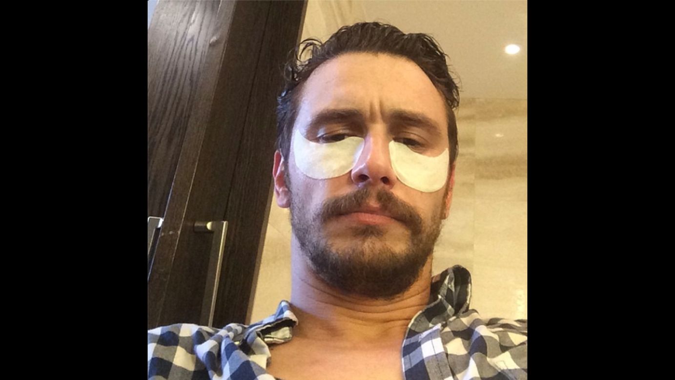 Actor James Franco <a href="http://instagram.com/p/rF4htEy9XO/" target="_blank" target="_blank">posted this selfie</a> to his Instagram account on Wednesday, July 30. "Getting my face ready for THE COLBERT REPORT!!!" he wrote.
