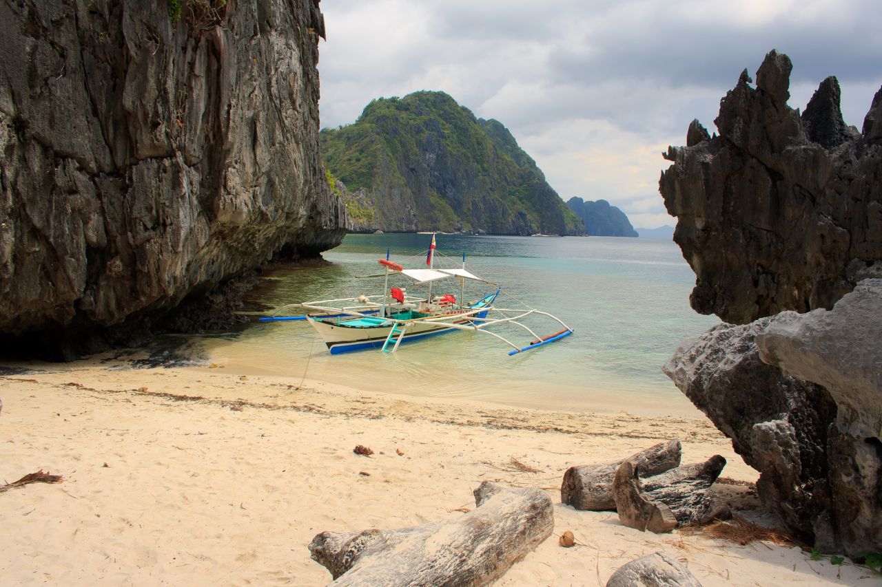 In the Philippine province of Palawan, limestone karst cliffs define the tucked-in beaches and lagoons of El Nido.