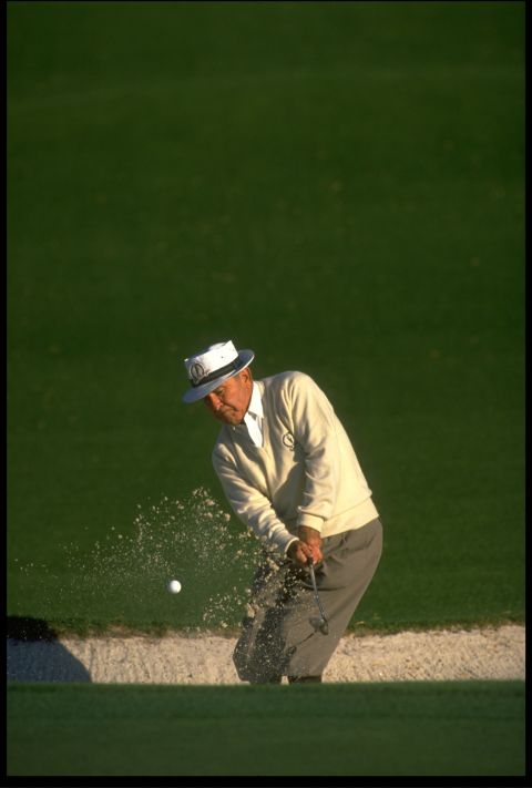 This image from the 1984 captures Gene Sarazen -- a winner of seven majors between 1922 and 1935 who Cannon credits with effectively inventing the sand iron. He was playing in the annual par-three contest at Augusta, which takes place each year and acts as a curtain raiser for the Masters.<br /><br />"(The nine-hole exhibition) was a great tradition at Augusta that preceded the current tradition of Jack Nicklaus, Gary Player and Arnold Palmer hitting the ceremonial tee shots from the first tee to start the tournament each year," Cannon said. <br /><br />"I loved the idea of nine holes, watching legends of the game -- a pity this is not the case with Nicklaus, Player and Palmer. How much fun that would be?"