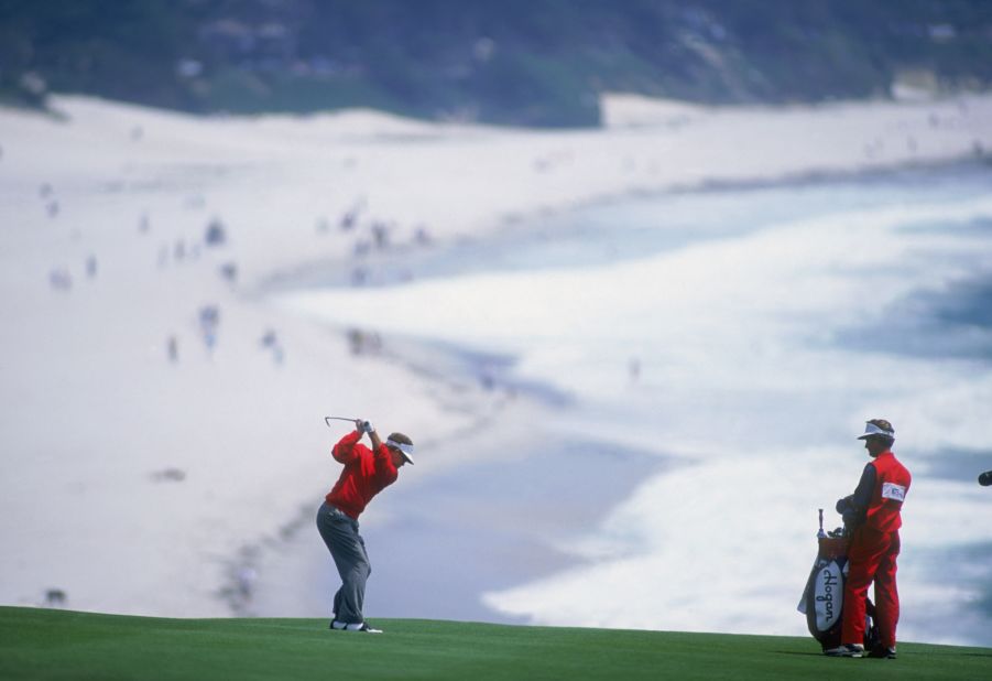 This postcard picture on the eighth hole of the Pebble Beach course in Monterey, California, captured 1992 U.S. Open winner Tom Kite during the tournament's final round.<br /><br />Cannon is a scratch golfer himself so has more than a fair idea of what is going on in the minds of his subjects.<br /><br />"The eighth hole (at Pebble Beach) runs above and beside the stunning beach," he said. "Kite hit his tee shot into the perfect spot for me to capture this unique image. <br /><br />"Nowadays, the modern professionals very rarely leave their tee shots in this position as they hit the ball much further, so it is probably a picture that will be really tough to get again."