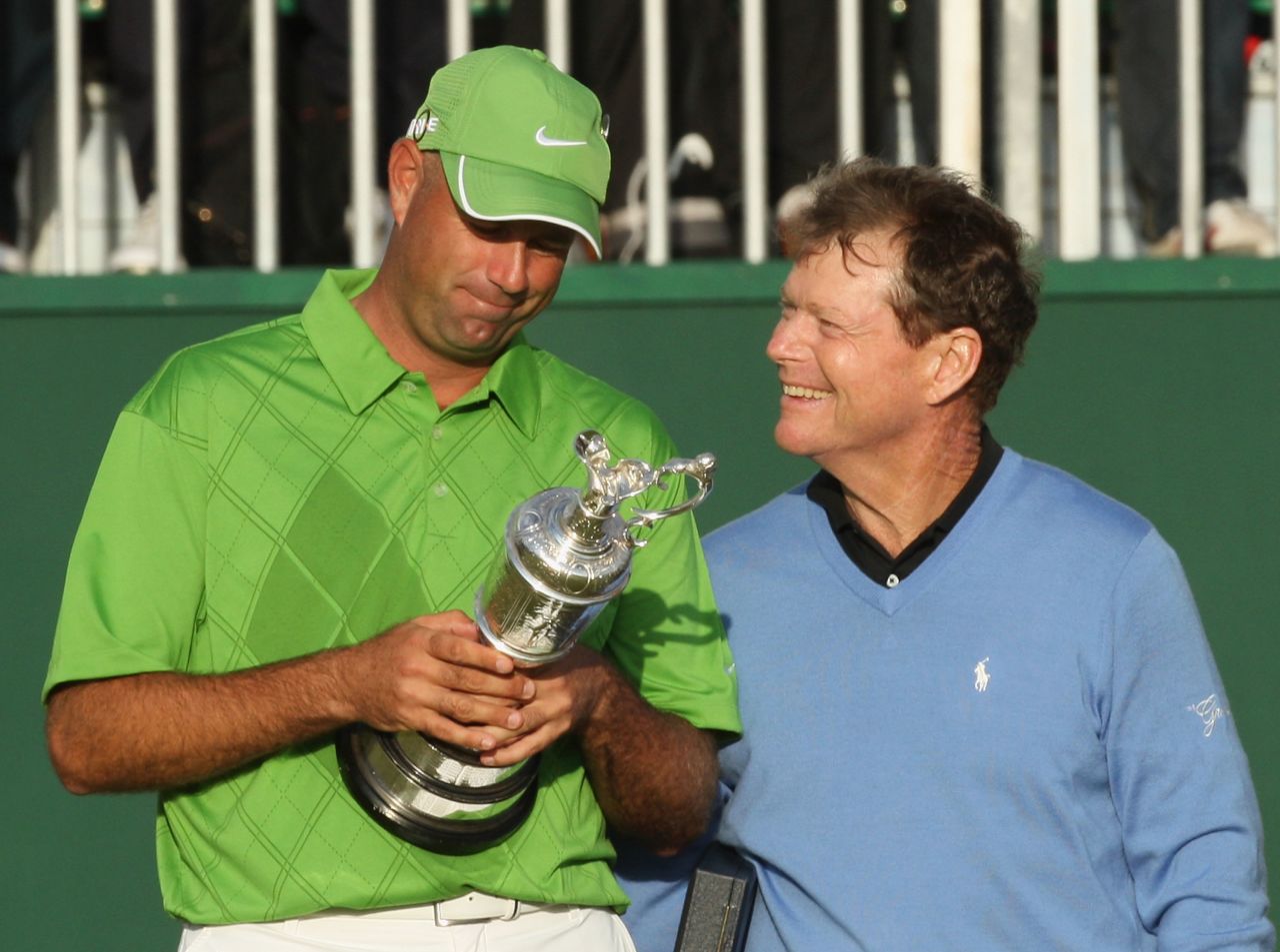 One of the more remarkable golfing performances of recent years was Tom Watson's charge for the British Open at Turnberry, Scotland in 2009.<br /><br />The 59-year-old had won the title five times previously, although the last occasion was in 1983 as a 33-year-old.<br /><br />However, one unlucky bounce at the 18th enabled Stewart Cink (left) to finish level with Watson at two under par and eventually triumph in a four-hole playoff.<br /><br />"I completely respect the character of Tom in this picture," Cannon said. "How he could be smiling at Stewart Cink, who to me is looking at the Claret Jug?<br /><br />"I suspect (Cink) might be thinking, 'This should have been Tom Watson where my name is.'"<br /><br />Watson later admitted to being distraught after that late slice of bad luck prevented him from becoming the oldest winner of golf's oldest major.