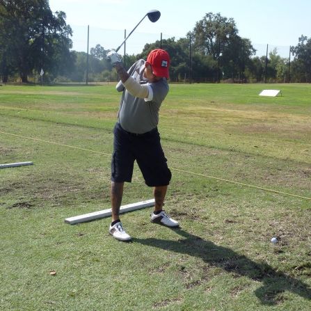 Norbie Lara lost his right arm while serving in Iraq in 2004 but found inspiration from the Wounded Warrior project to take up golf.  He regularly breaks 100 for 18 holes.