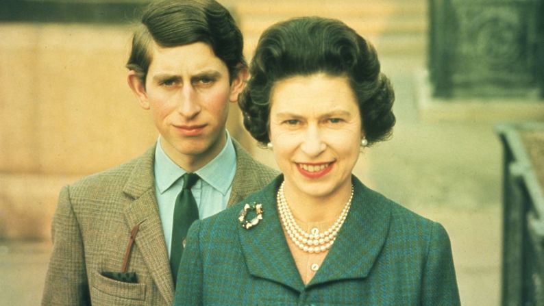 Queen Elizabeth II with her oldest son, Prince Charles, in 1969.