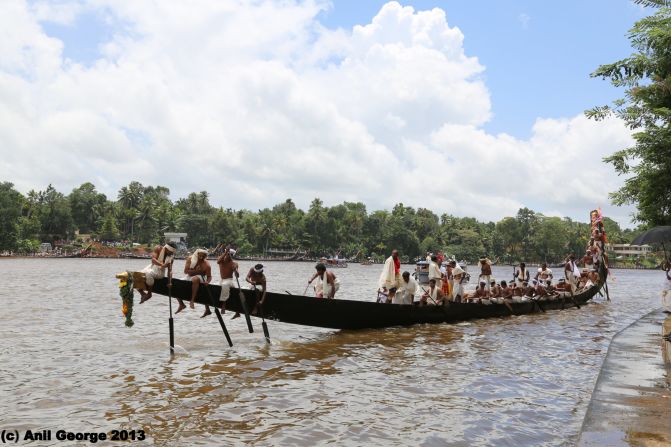 The Aranmula Snake Boat Race is held each year on the <a href="index.php?page=&url=http%3A%2F%2Fireport.cnn.com%2Fdocs%2FDOC-1151709">Pamba (or Pampa) River</a> in India. The rowers wear traditional white clothing, and there's singing as the boats make their way along the river. 